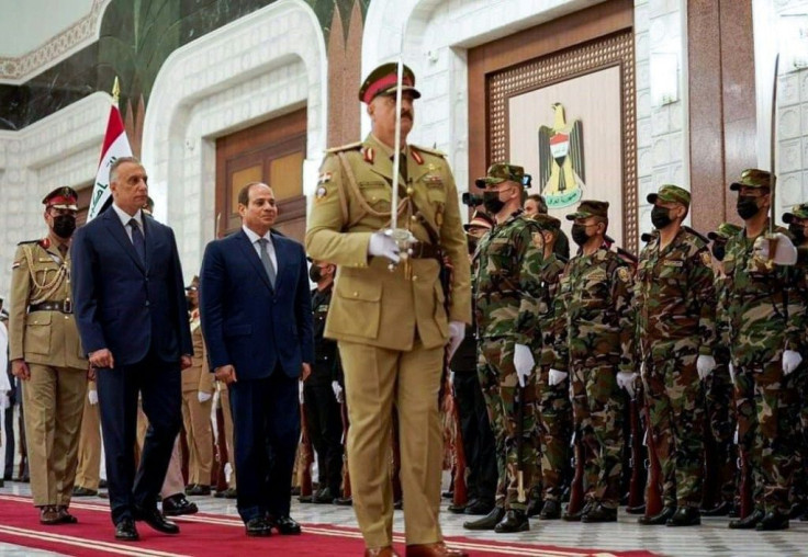 Iraq's Prime Minister Mustafa al-Kadhemi (L), seen here with Egyptian President Abdel Fattah al-Sisi, is trying to position Baghdad as a regional mediator