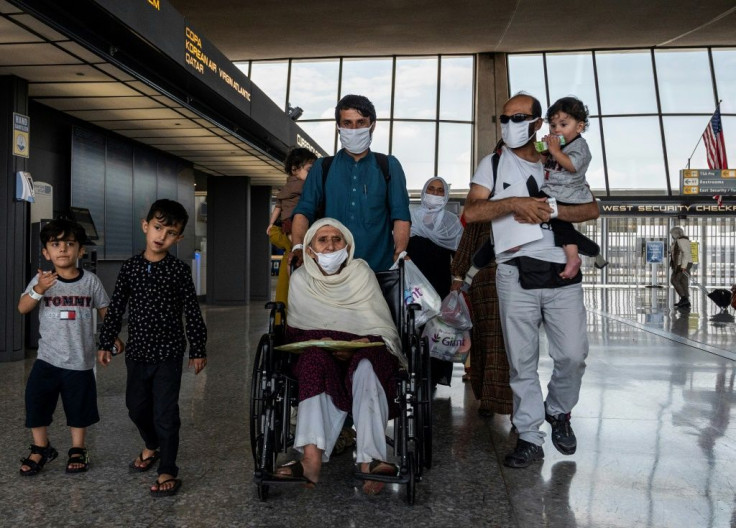 Refugees from Afghanistan arriving at Dulles International Airport in Dulles, Virginia