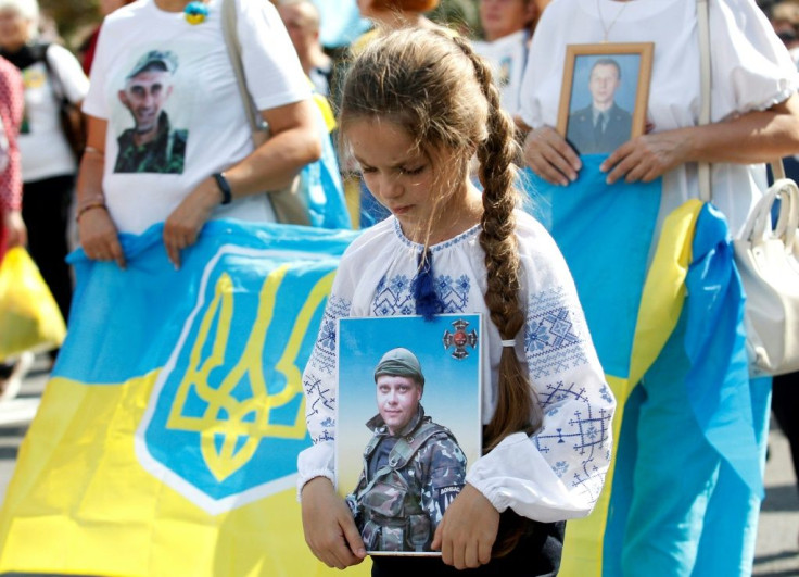 Relatives of Ukrainian servicemen killed in conflict in the eastern regions joined the parade