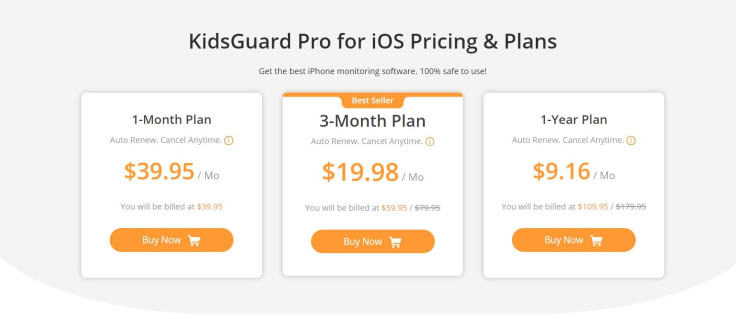 KidsGuard Pro for iOS pricing