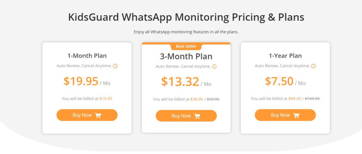 KidsGuard Pro for WhatsApp pricing