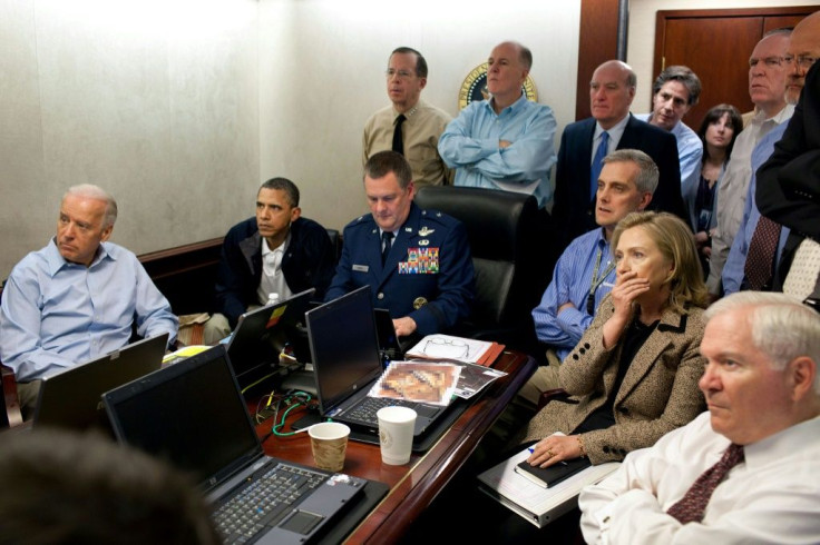 This official White House photo shows then-president Barack Obama, vice president Joe Biden, defense secretary Robert Gates and secretary of state Hillary Clinton and others as they receive an update on the mission against Osama bin Laden in May 2011