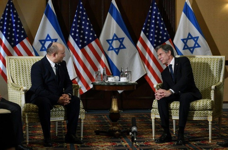 Israeli Prime Minister Naftali Bennett (left) told US Secretary of State Antony Blinken (R) he was bringing "a new spirit"
