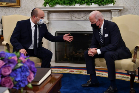 Israeli Prime Minister Naftali Bennett (left) told US President Joe Biden he was bringing "a new spirit of cooperation"
