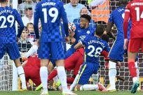 Chelsea's Reece James (centre) was sent-off for handling on the line