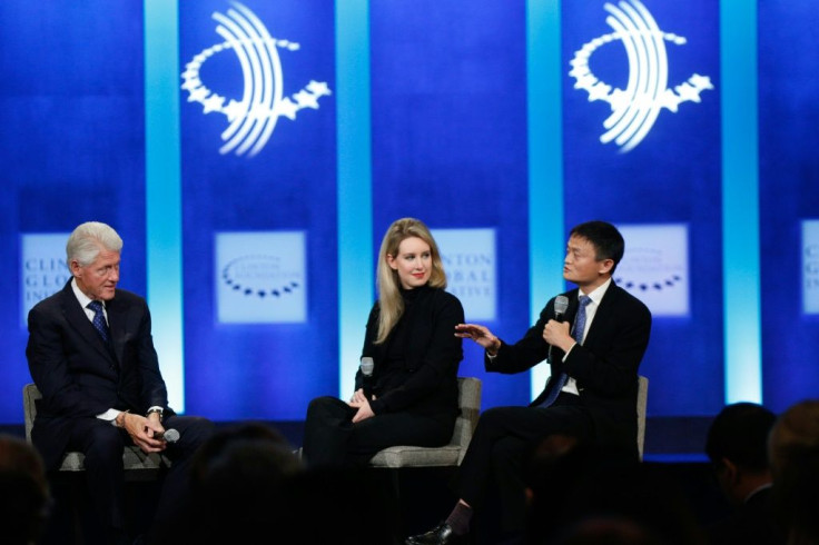 Holmes, seen here with Chinese entreprenur Jack Ma and former US president Bill Clinton was an object of fascination way beyond the Bro culture of Silicon Valley start-ups