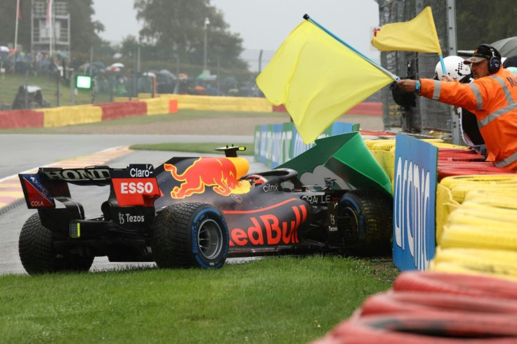 Perez made it as far as La Combe on his out lap before aquaplaning