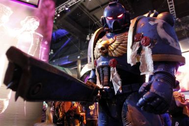 A character from the video game &quot;Warhammer 40,000: Space Marine&quot; developed by Relic Entertainment and published by THQ poses during the Electronic Entertainment Expo or E3 in Los Angeles