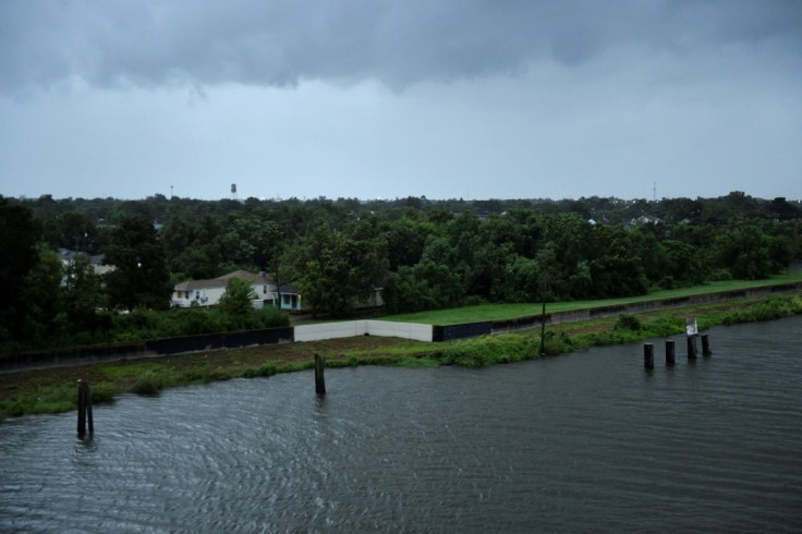 A view is seen looking from the Claiborne Avenue Bridge towards homes in the Lower Ninth Ward neighborhood of New Orleans, Louisiana on August 29, 2021 before the arrival of Hurricane Ida