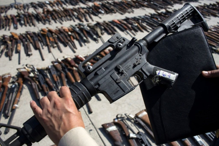Seized weapons are seen at a Mexican military base in the border city of Tijuana before being destroyed