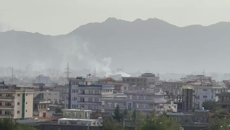 Smoke billows above Kabul after a blast was heard in the Afghan capital