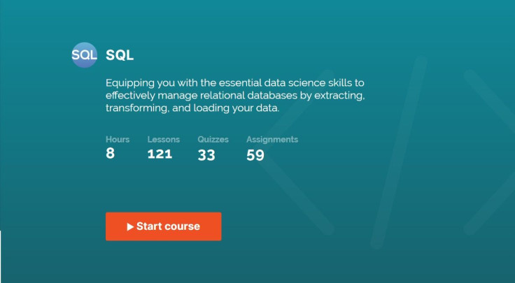 365 Data Science's SQL course