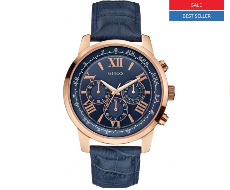 Guess Mens Horizon Blue Leather Chronograph Watch W0380G5