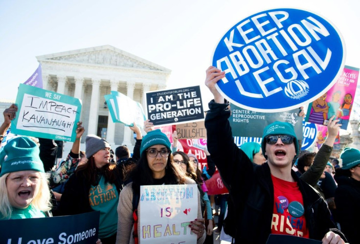 Pro-choice activists supporting legal access to abortion protest outside the US Supreme Court