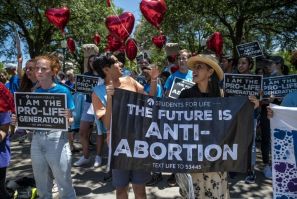 Abortion opponents protest in the state capitol in Texas, where a new restrictive law on ending pregnancies has taken effect