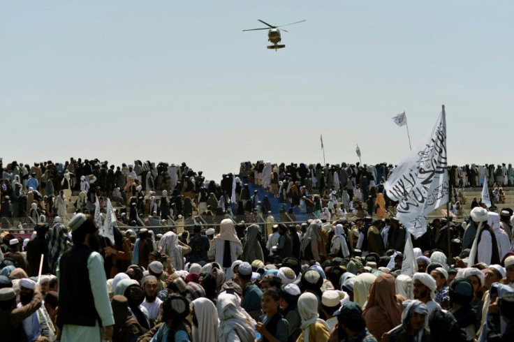 At Kandahar Cricket Ground, hundreds gathered to listen to speeches heaping praise on the Taliban following their lightning takeover