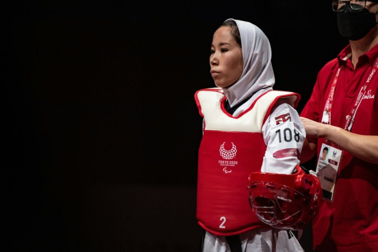 Afghanistan's Zakia Khudadadi competed in the first match of the day after her dramatic evacuation from Kabul