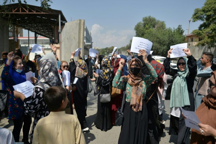 Afghan women held a protest in Kabul over the right to work and access to education