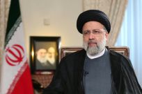 A picture provided by the Iranian presidency on September 4, 2021 shows President Ebrahim Raisi during a TV interview