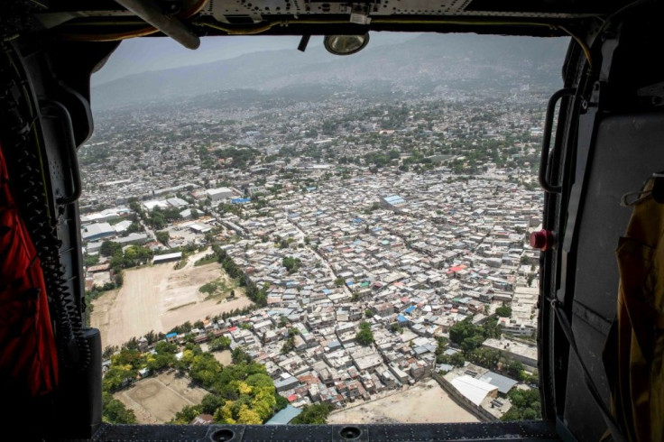 An aerial view of Haiti from a US Navy aircraft in September 1, 2021