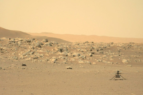 NASA's Ingenuity helicopter, photographed on the surface of Mars by the Perseverance rover on June 15, 2021
