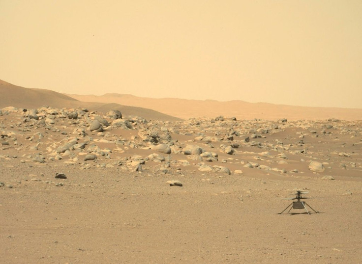 NASA's Ingenuity helicopter, photographed on the surface of Mars by the Perseverance rover on June 15, 2021