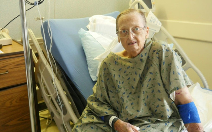 Carmella, 72, who had a heart attack and could not be transferred to a specialized facility, is seen waiting at Bellville Medical Center in Texas -- one of many rural clinics in the state overwhelmed with Covid patients -- on September 1, 2021