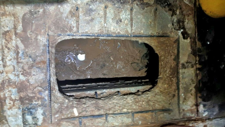 This handout image provided by Israel Prison Service shows a tunnel dug beneath a sink at the Gilboa prison