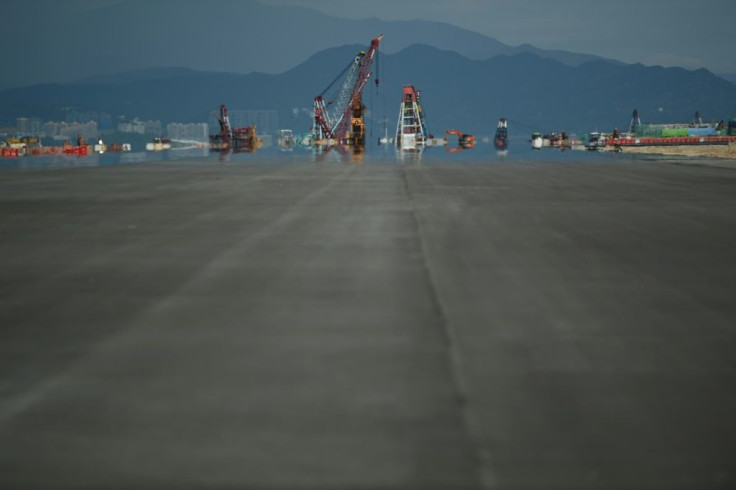 A view of the tarmac on the completed third runway at Chek Lap Kok airport in Hong Kong