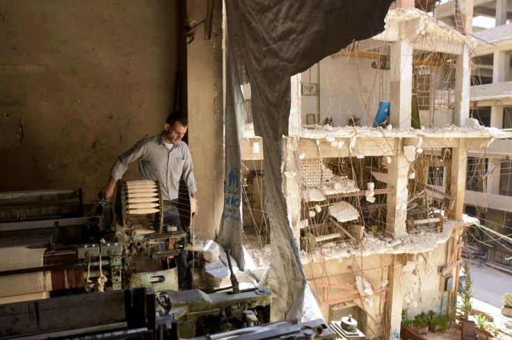 A partially destroyed workshop is seen in Syria's northern city of Aleppo. Fighting ended almost five years ago in the country's former economic hub, but limited electricity supply has hampered a full return to work in its manufacturing neighbourhoods