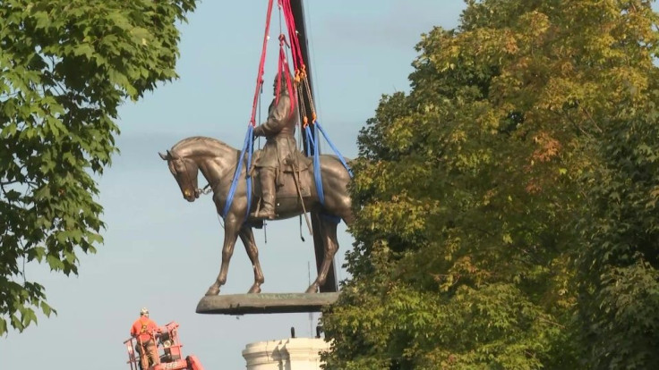 The controversial statue of Confederate general Robert E. Lee is removed in Richmond, Virginia