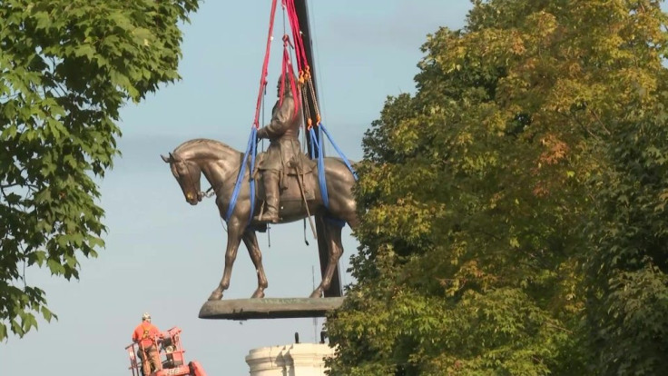 The controversial statue of Confederate general Robert E. Lee is removed in Richmond, Virginia