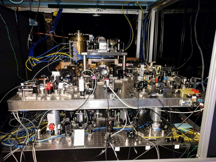 This January 25, 2017, image courtesy of Dr. Ed Marti, shows a strontium optical lattice clock, stored at Jun Ye's lab in the University of Colorado, Boulder