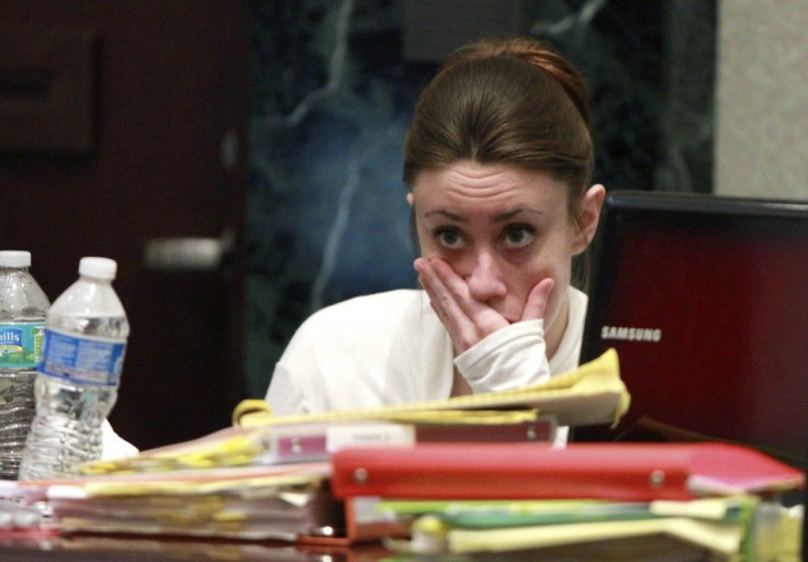 Casey Anthony reacts during testimony at her murder trial at the Orange County Courthouse in Orlando