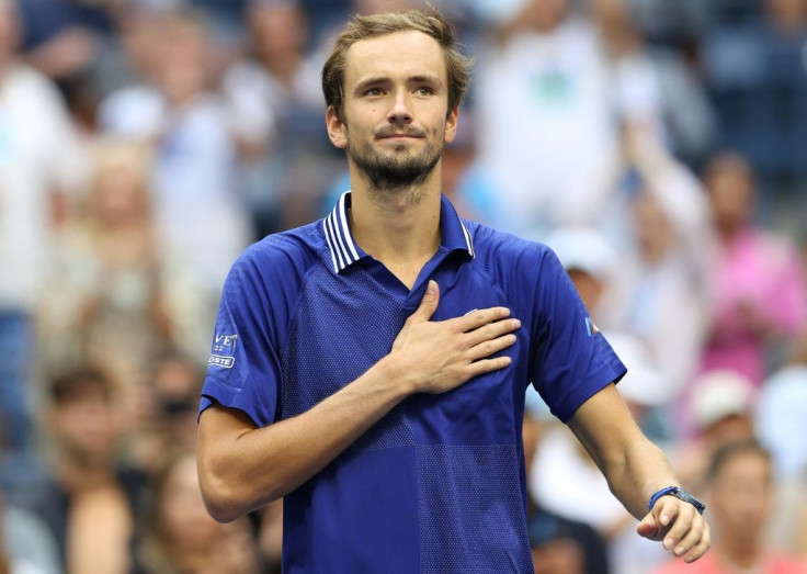 Russia's Daniil Medvedev acknowledges fans after beating Canadian Felix Auger-Aliassime to reach the US Open men's singles final