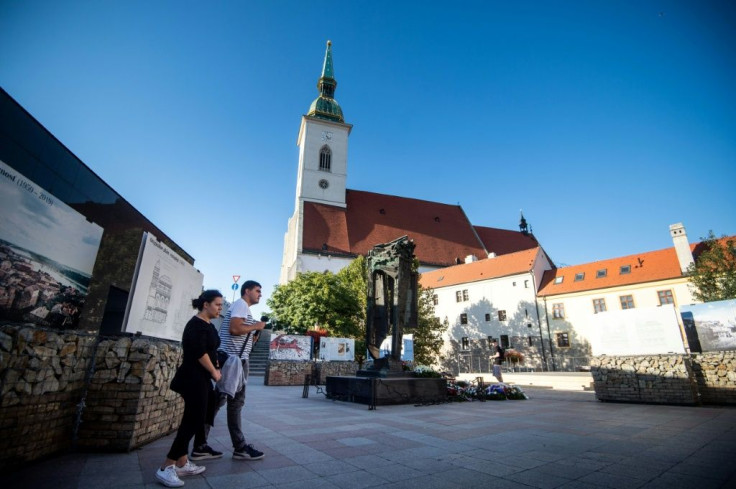Bratislava's Holocaust Memorial stands close to St Martin's Cathedral on the site of a former synagogue demolished in 1969