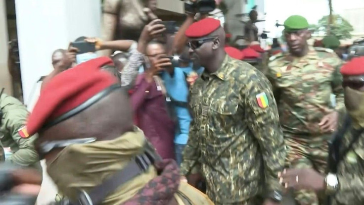 Colonel Mamady Doumbouya, leader of the coup plotters who seized power in Guinea on September 5, arrives at the Riviera Hotel in Conakry to meet with a delegation from the West African organization ECOWAS.