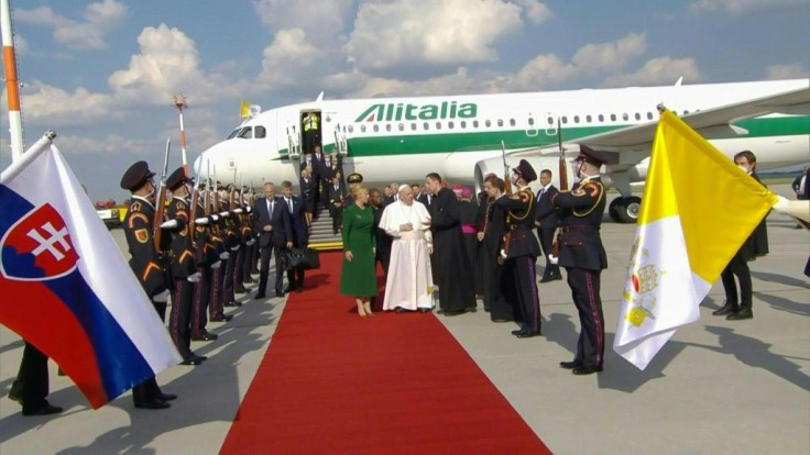 IMAGES After a stop in Budapest, Pope Francis arrives in Slovakia for a four-day visit where he will meet with Holocaust survivors and members of the Roma community. Pope Francis, who called for believers to be "grounded and open" after meeting with Hunga