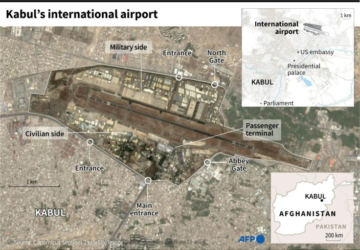 Map showing Kabul's international airport