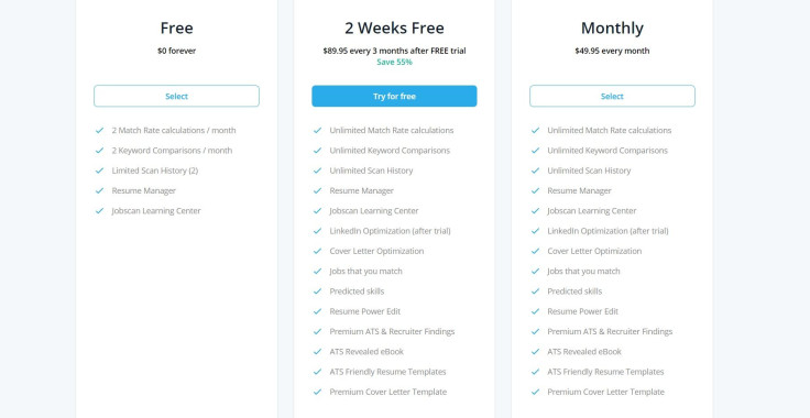 Jobscan Pricing & Plans