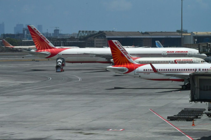 Air India aircrafts pictured parked at the Chhatrapati Shivaji Maharaj International Airport (CSMIA) in Mumbai on May 28, 2020
