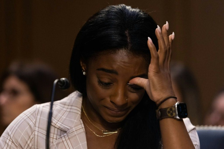 United States Olympic gymnast Simone Biles testifies during a Senate Judiciary hearing about the Inspector General's report on the FBI handling of the Larry Nassar investigation of sexual abuse of Olympic gymnasts, on Capitol Hill, September 15, 2021, in 