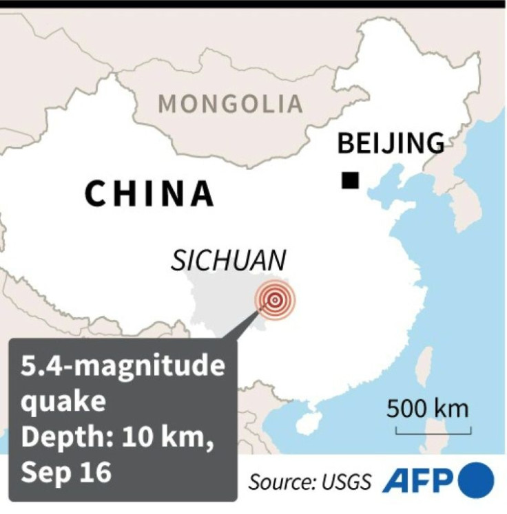Map locating a deadly quake in Sichuan province on Thursday.