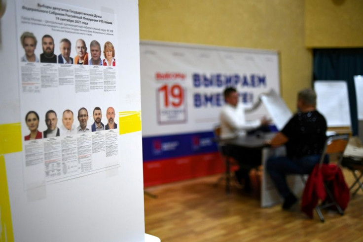 Polling stations, like this one in Moscow, were begining to open in Russia which encompasses 11 time ones