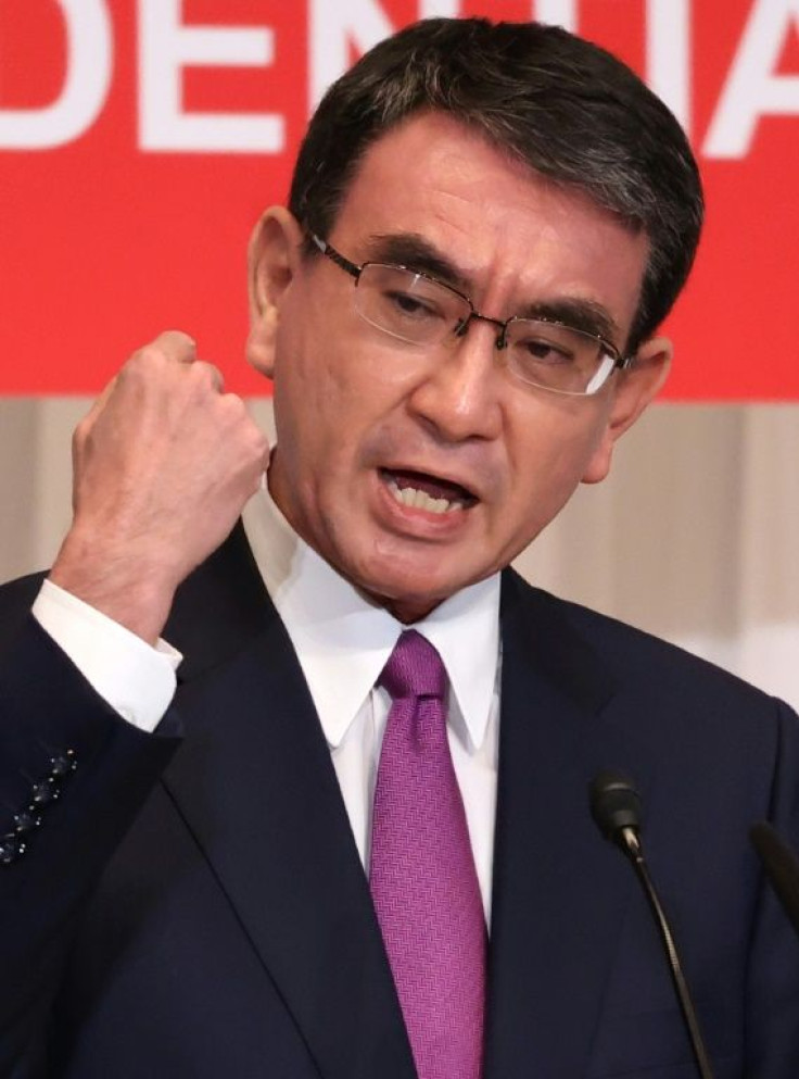 Japan's administrative reform minister Taro Kono leads public opinion polls