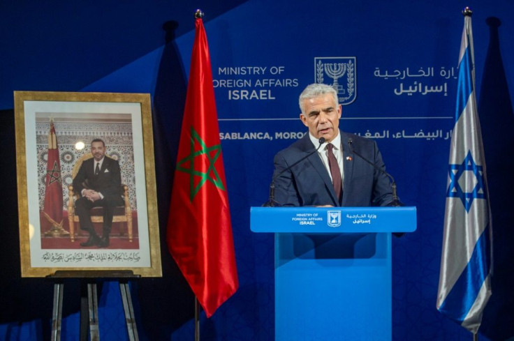 Israeli Foreign Minister Yair Lapid on a landmark visit to Casablanca, Morocco, on August 12, 2021