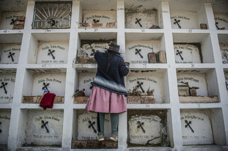 The remains of the Lucanamarca massacre victims lie in a white mausoleum in the local cemetery