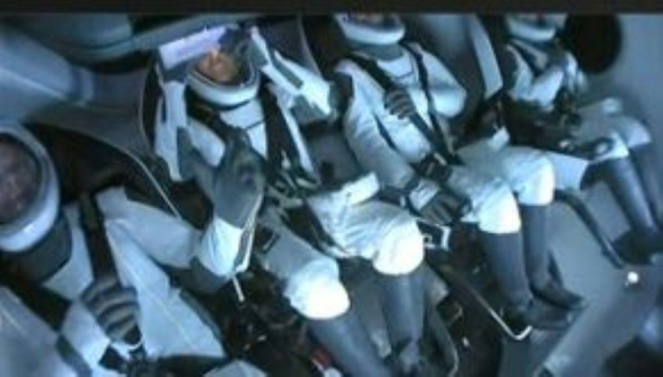 The first all-civilian crew to orbit the Earth, inside the SpaceX Dragon capsule