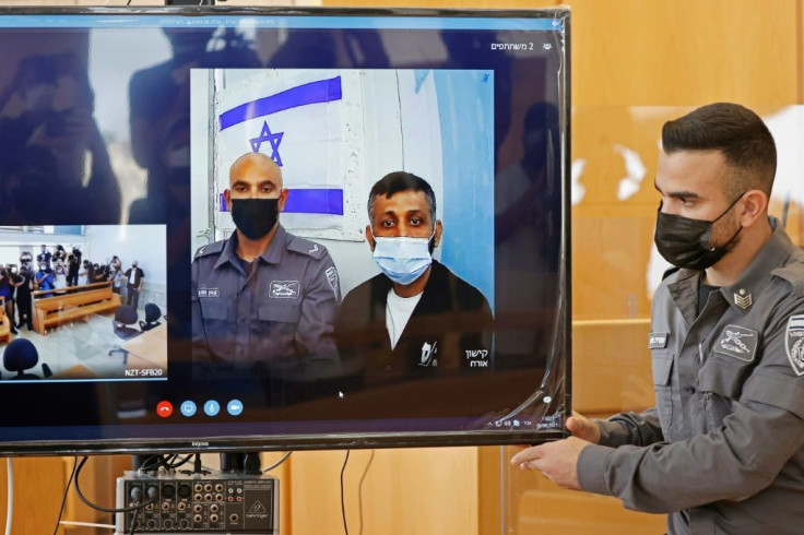 Palestinian militant Mohammad Ardah, one of the six escapees from an Israeli high-security prison, was recaptured on September 11. Here he is shown attending a court session via Zoom