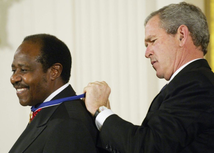 Then US president George W. Bush awarded Rusesabagina the Presidential Medal of Freedom in 2005